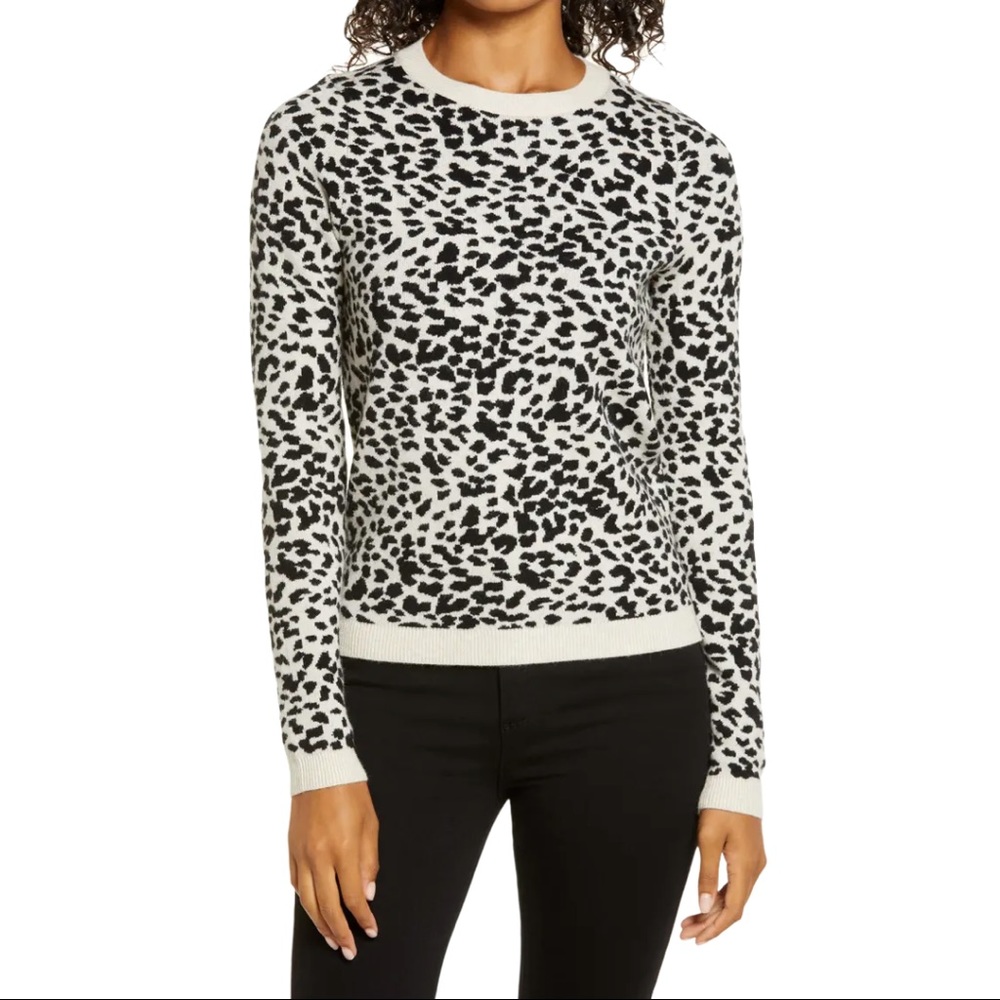 Rachel Parcell Oatmeal Leopard Sweater Medium